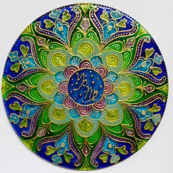 Mandala Zvěrokruhu - malba na skle, originál