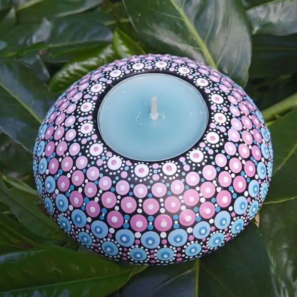 Svícen s tečkovanou mandalou - Tea Light Candle holder