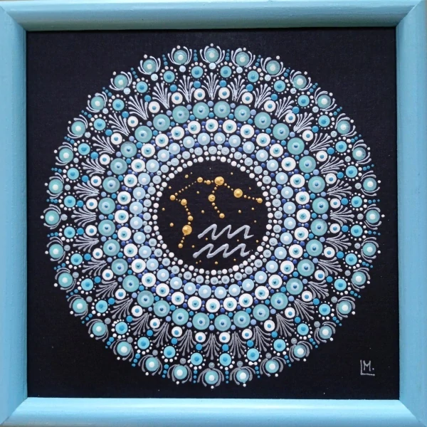 Mandala "Vodnář" - tečkovaná mandala Zvěrokruhu
