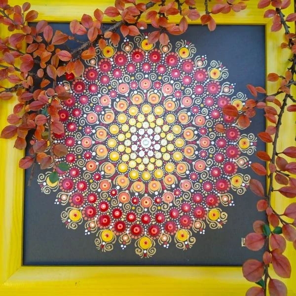 Mandala "Silméne" - tečkovaná mandala otevřenosti, Vitality a Optimismu