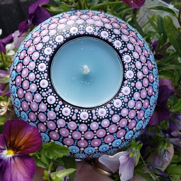 Svícen s tečkovanou mandalou - Tea Light Candle holder