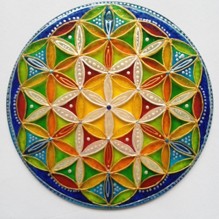 Mandala - "Květ Života" (malba na skle - 12 cm)