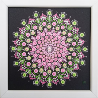 Mandala - "Sprinniel" - tečkovaná mandala Lásky, Harmonie a regenerace