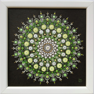 Mandala - "Veylene" - tečkovaná mandala vnitřního klidu, regenerace a vitality