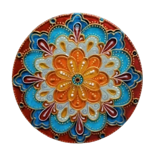 "Cestou Radosti" - mandala Radosti, Optimismu a Tvořivosti (malba na skle - 9 cm)