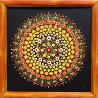 Mandala Radosti, tvořivosti a prožívání přítomného okamžiku - tečkovaná mandala "Koli"