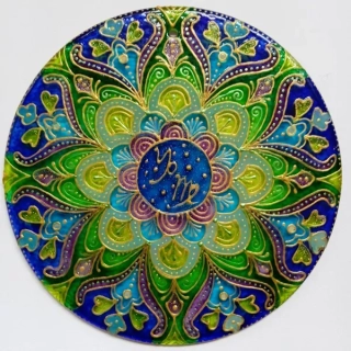 Mandala Zvěrokruhu - malba na skle, originál