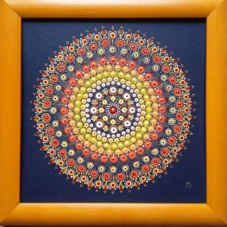 Mandala "Koliéni" - tečkovaná mandala Radosti, otevřenosti, tvořivosti a Optimismu