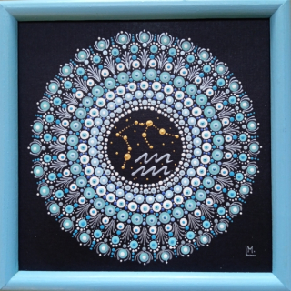 Mandala "Vodnář" - tečkovaná mandala Zvěrokruhu